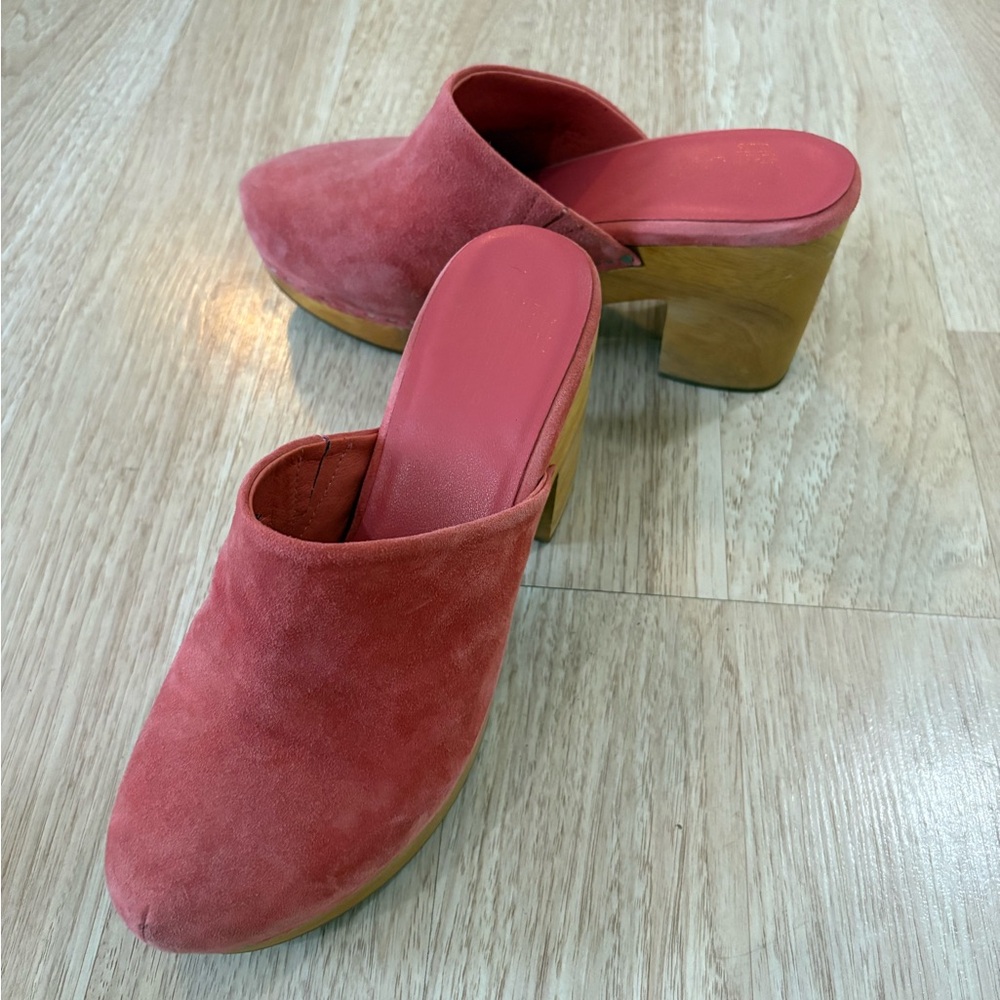 Charlotte Stone Pink Suede Mules ‘Marlo’
